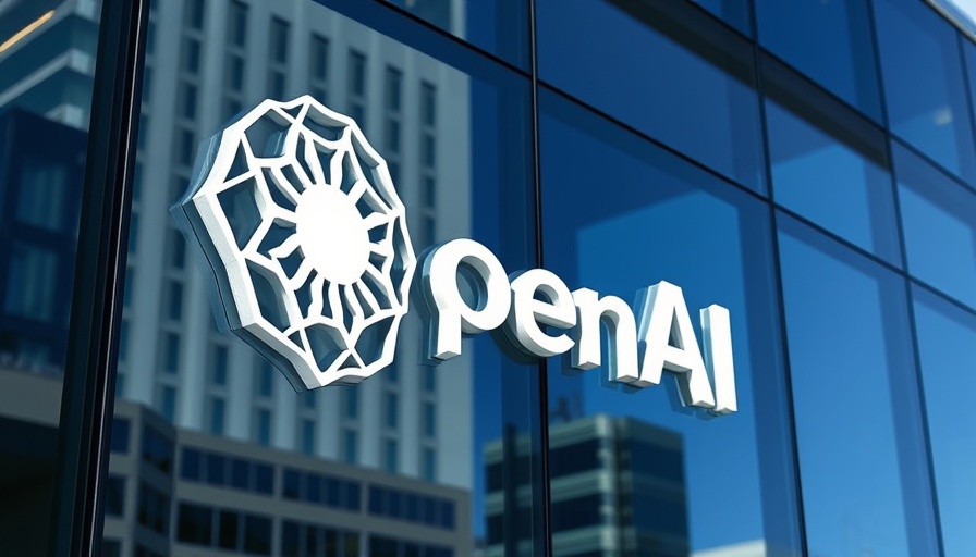 OpenAI logo on building reflecting sky, symbolizing interest.