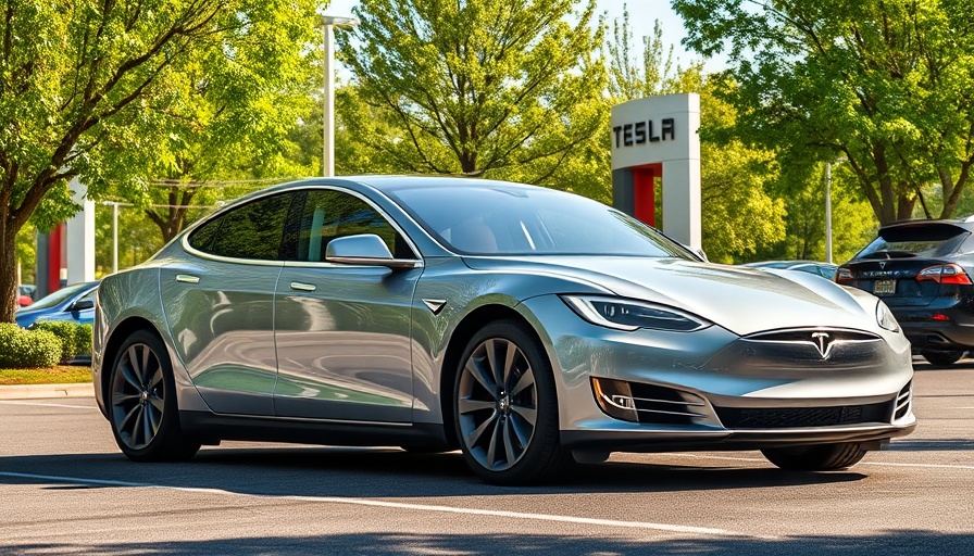 Tesla dealership lot highlighting car, Tesla profit drop 71%
