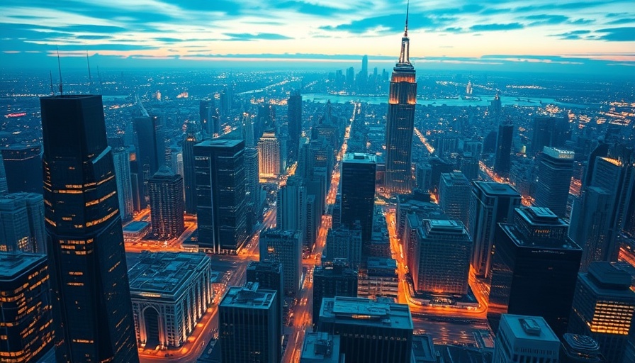 Futuristic cityscape with digital elements representing final expense insurance.