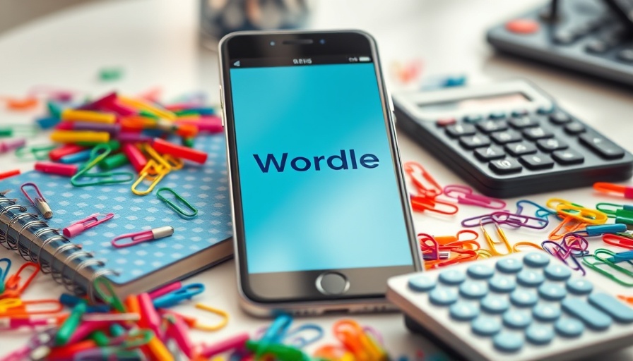 Wordle Puzzle #1411 Strategies with office supplies around a phone.