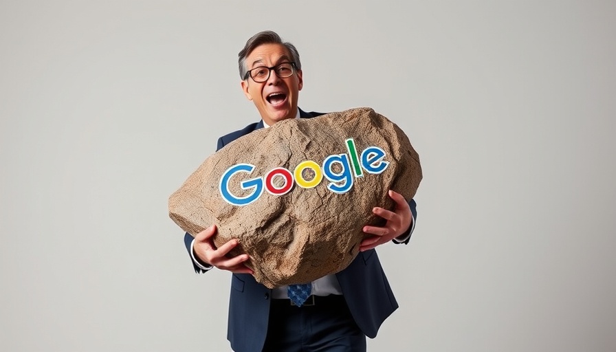 Man lifting rock with Google logo, symbolizing AIO expansion.