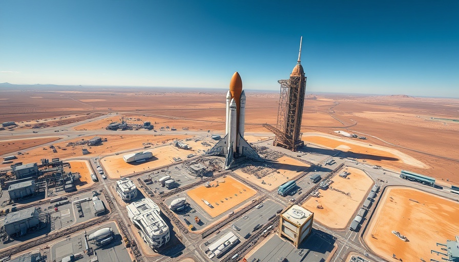 Aerial view of technological developments in Starbase facility.