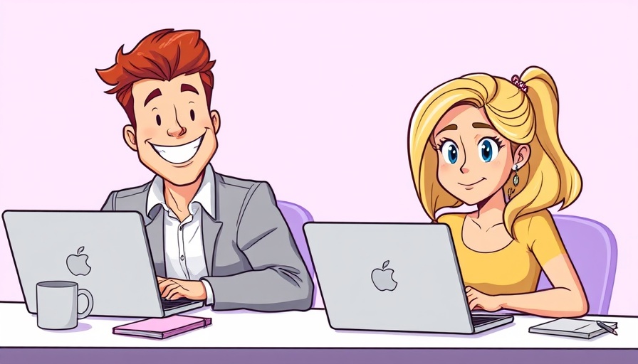 Illustration of two people working, showcasing B2B buyer behavior strategies.