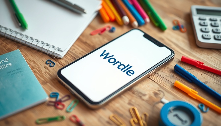 Wordle hints and answers displayed on smartphone amidst stationery.