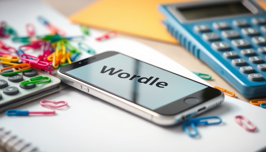 Wordle #1426 displayed on phone surrounded by colorful paperclips.