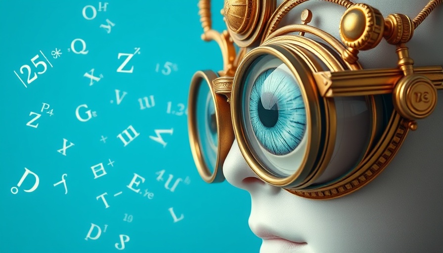Surreal AI advancements depiction with eyeball spectacles and formulas.