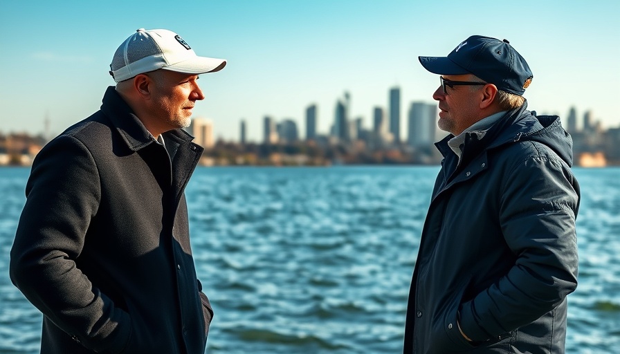 U.S. Coast Guard personnel discussing modernization near water.