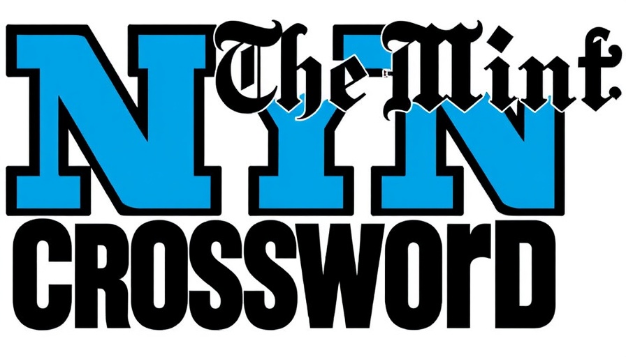 Stylized NYT Mini Crossword logo in black and blue design.