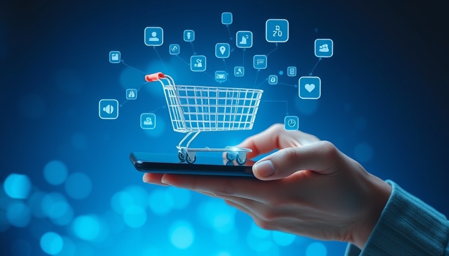 Futuristic shopping cart hologram for IndexNow SEO AI.