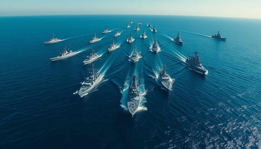 Naval fleet cruising in formation showcasing AI tools efficiency at sea.
