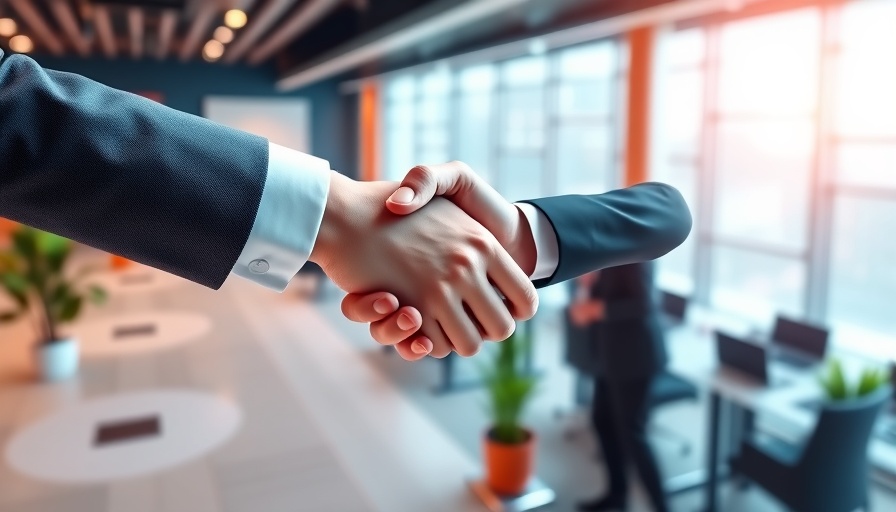 Illustration of WiseTech acquisition of e2open, handshake symbolizing merger.