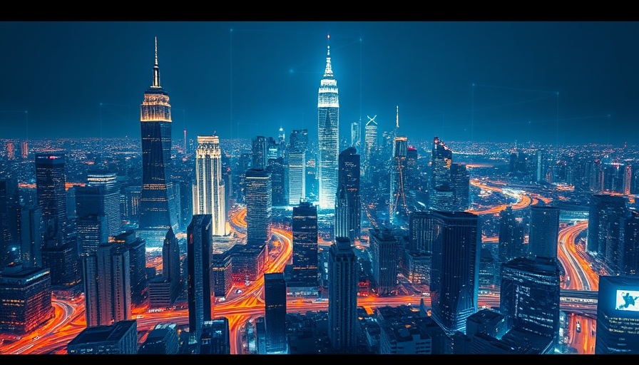 Futuristic cityscape representing profitability in P&C insurance.