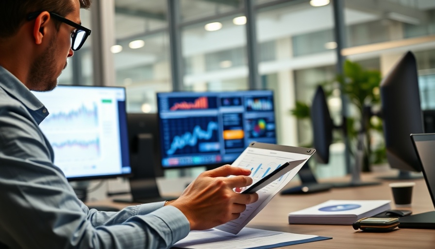 Person reviews SEO strategies using digital analytics in office.