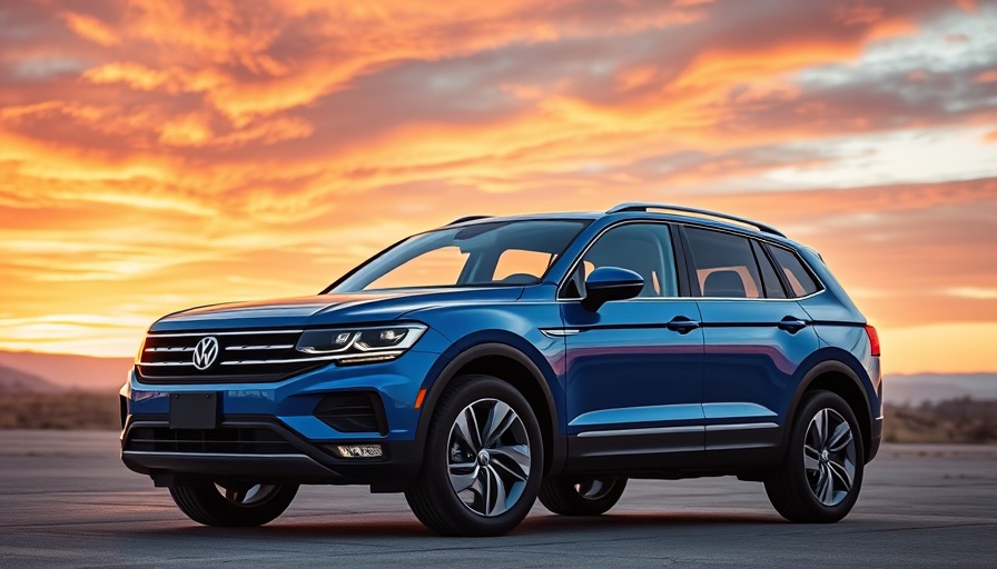 Sleek Volkswagen SUV parked during sunset, Volkswagen emissions scandal context.