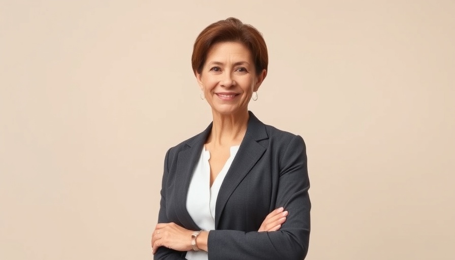 Confident woman in business suit representing geopolitical resilience strategies.