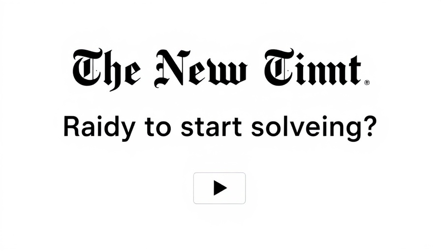 NYT Mini Crossword hints and answers header with play button.
