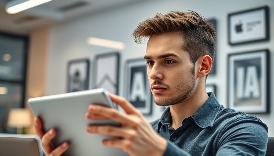 Young man discussing AI integration in WordPress with symbolic decor.