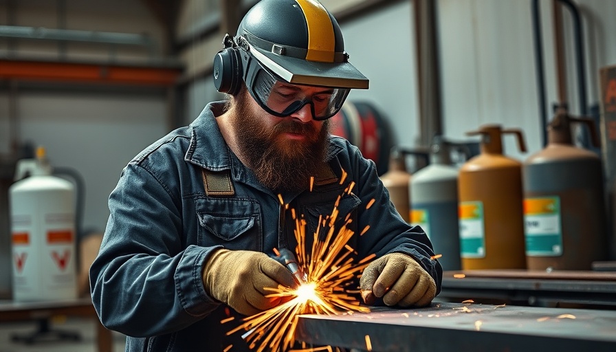 Industrial worker performing metal cutting in workshop for free safety audits for industrial companies.
