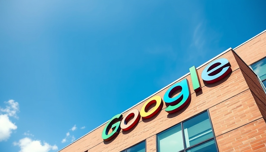 Google logo on building, symbolizing corporate presence.