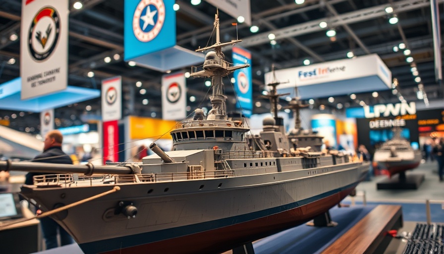 Intricate model of Malaysia Multi-Role Support Ship at expo.