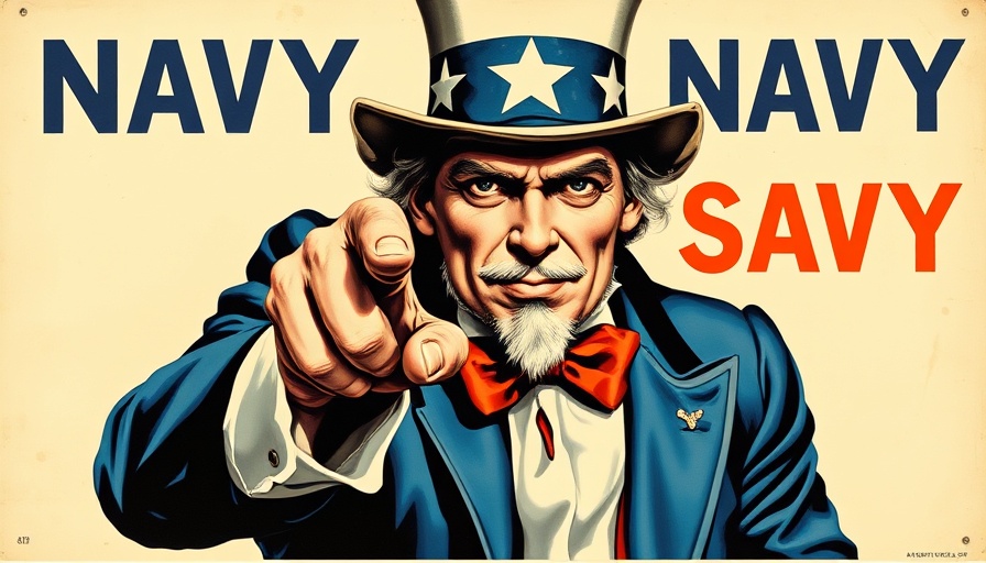 Patriotic Uncle Sam navy recruitment poster emphasizing U.S. Navy startup partnerships.