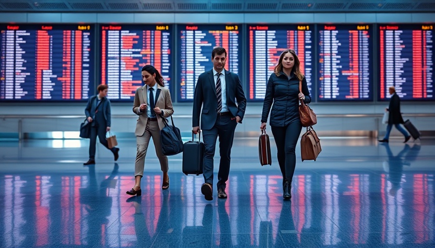 Business travelers at airport increasing premium insurance demand.