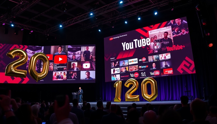 Conference stage with speaker presenting YouTube-themed visuals for YouTube Shorts daily views.