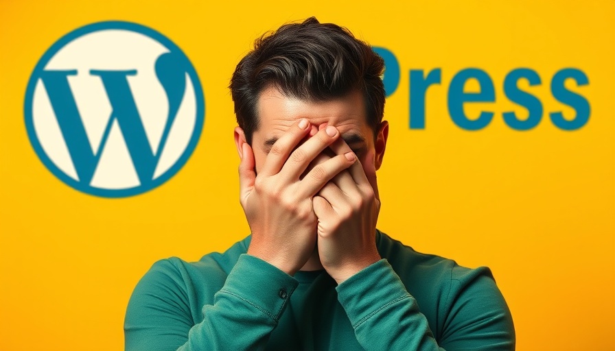 Frustrated man with WordPress logo, highlighting Yoast SEO Plugin Bug.