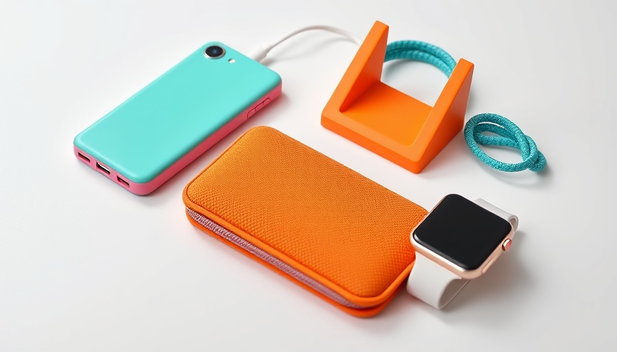 Vibrant colorful charging accessories on a white surface.