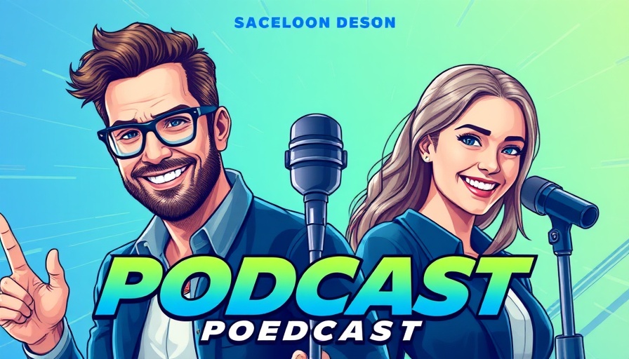 Podcast cover with man and woman discussing how to build a brand that connects.