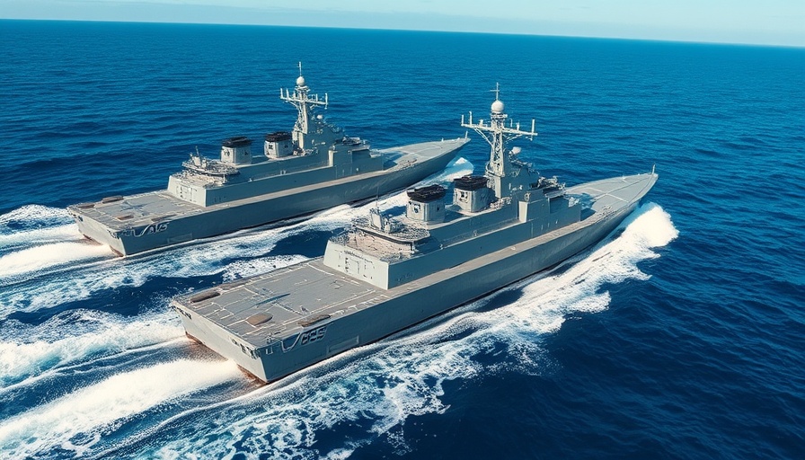 Two military vessels illustrating funding for maritime expansion.