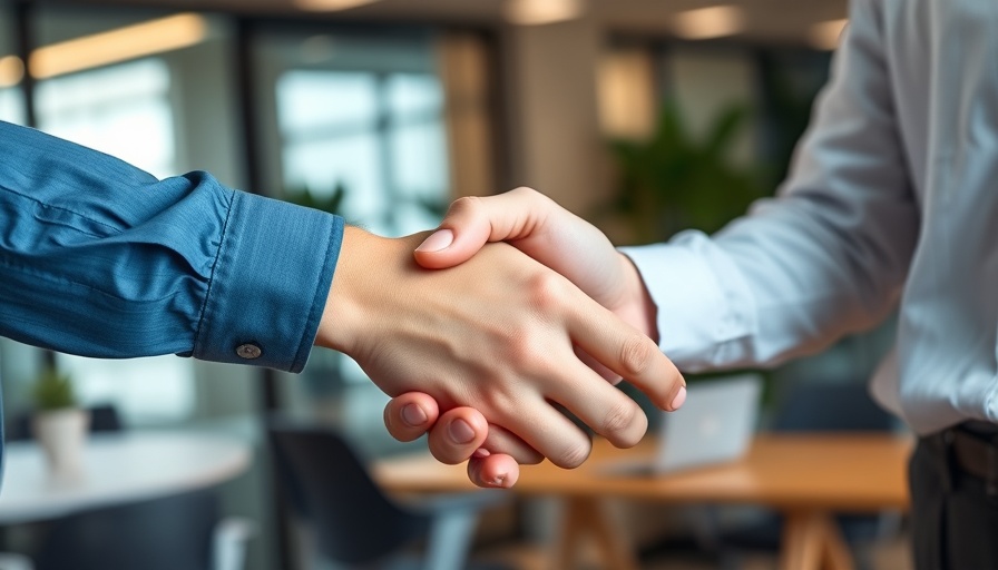 Business handshake in office, Canal Barge Acquisition agreement.