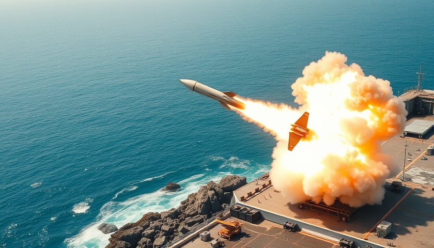 Japan Type 88 SSM Test with missile launch over ocean.