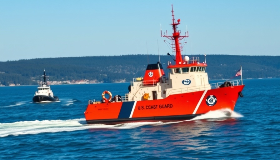 U.S. Coast Guard Cutter Healy during Arctic deployment, distant coastline.