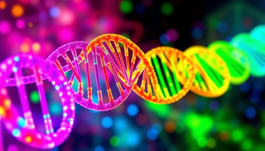 Colorful genetic DNA sequence visualization for Google DeepMind DNA AI