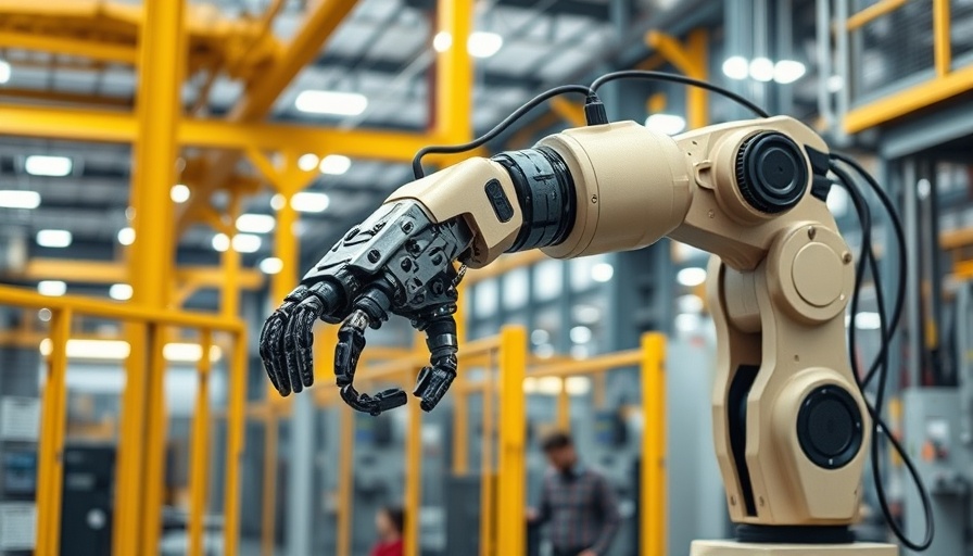 Advanced robotic arm in modern factory, representing PFAS settlement Michigan.