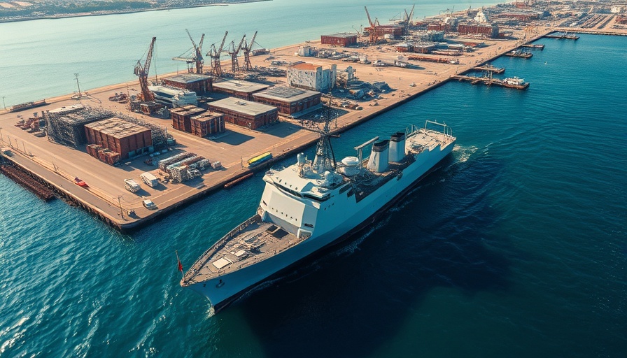 Royal Australian Navy HMAS Arafura docked at modern port.