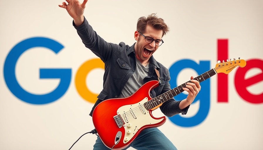 Energetic man playing guitar in front of Google logo illustrating SEO strategies