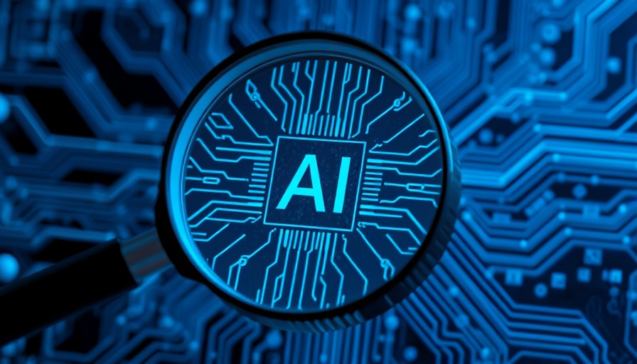 AI chip with a magnifying glass and digital circuitry for SEO strategies in AI search.