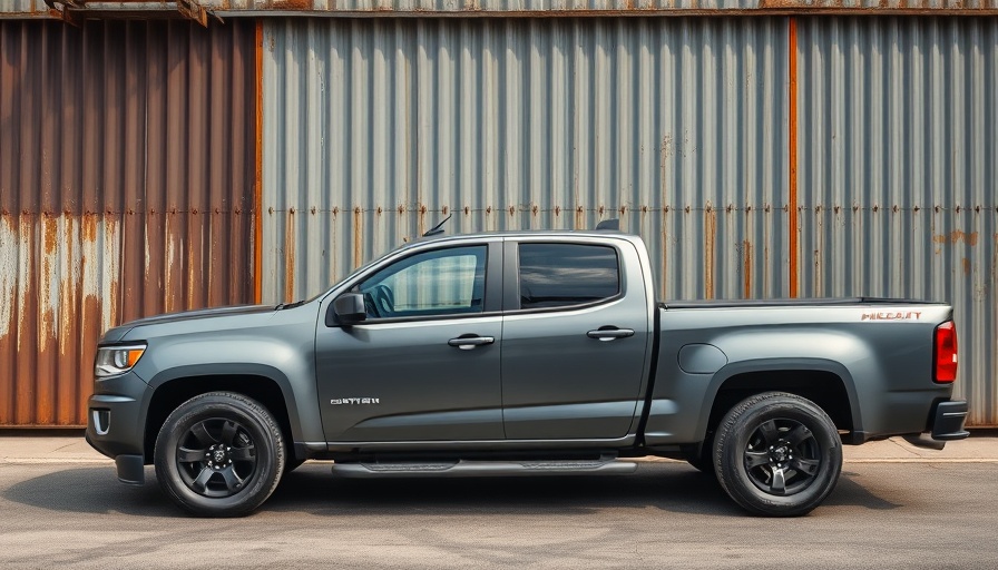 Sleek matte grey pickup truck at industrial site, Slate Auto pricing changes.
