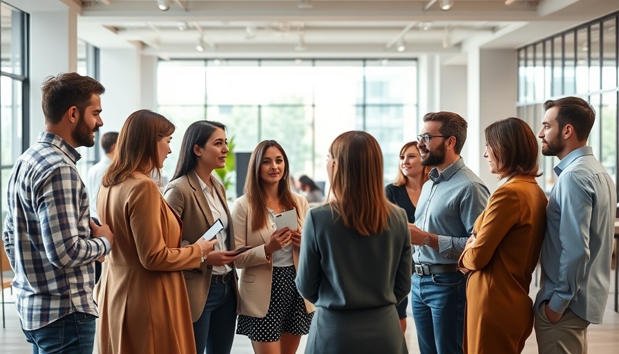 Office teamwork with a diverse group discussing a project.