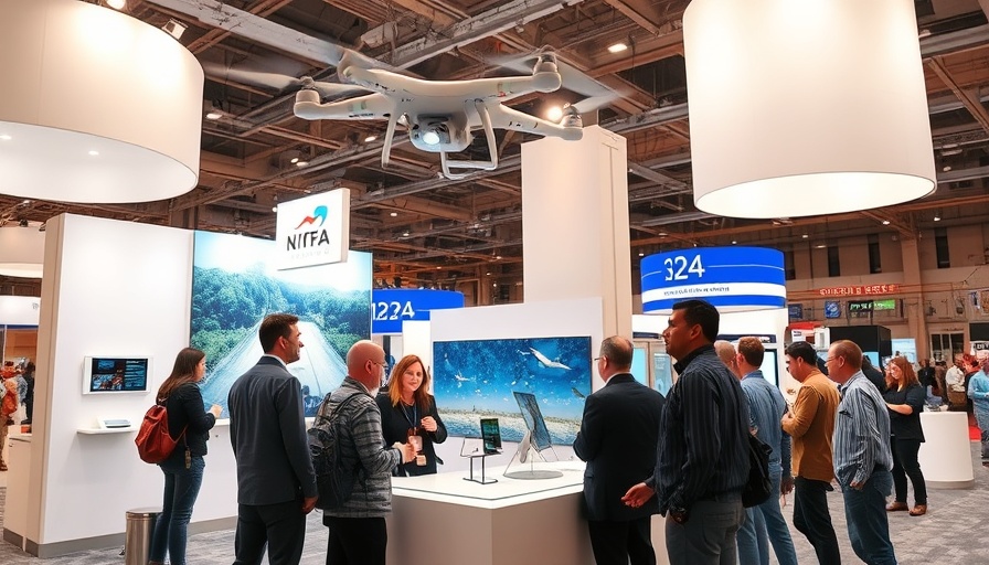 ADVENT Combat Management System booth at defense exhibition with attendees.