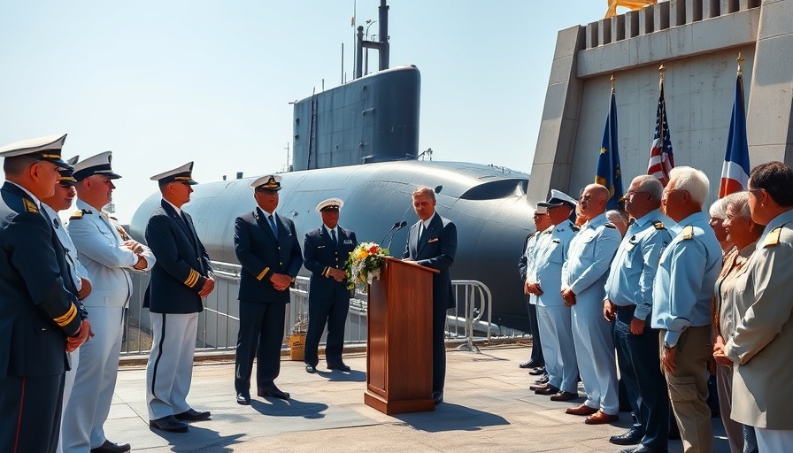Unveiling of Barracuda-class nuclear submarine at a formal ceremony.