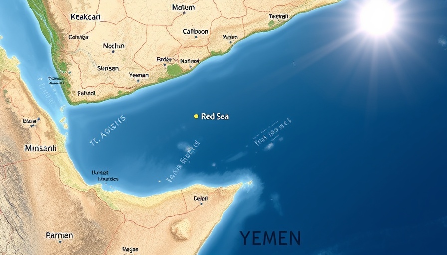 Satellite map showing Houthi attack location near Yemen coast in Red Sea.