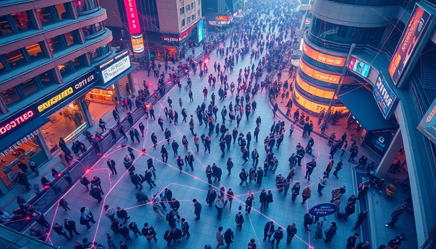Dynamic aerial view of digital network overlay on city, iPaaS solutions.