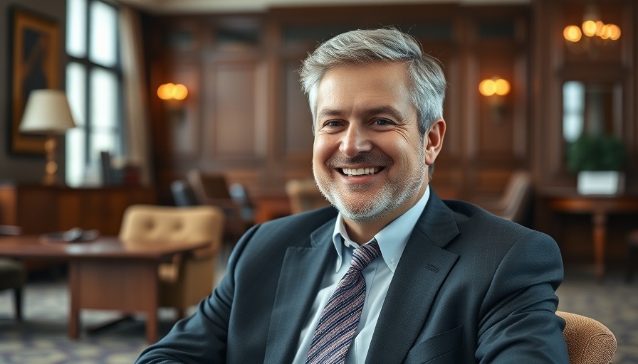 Businessman smiling indoors, Port Fourchon LNG project expansion discussion.