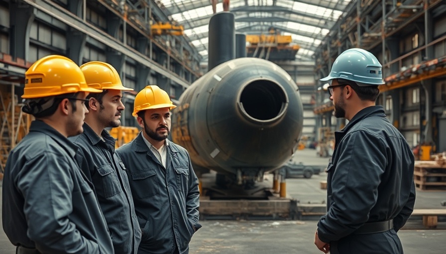 Inspection scene at submarine construction site amid delays in next-gen submarine development.