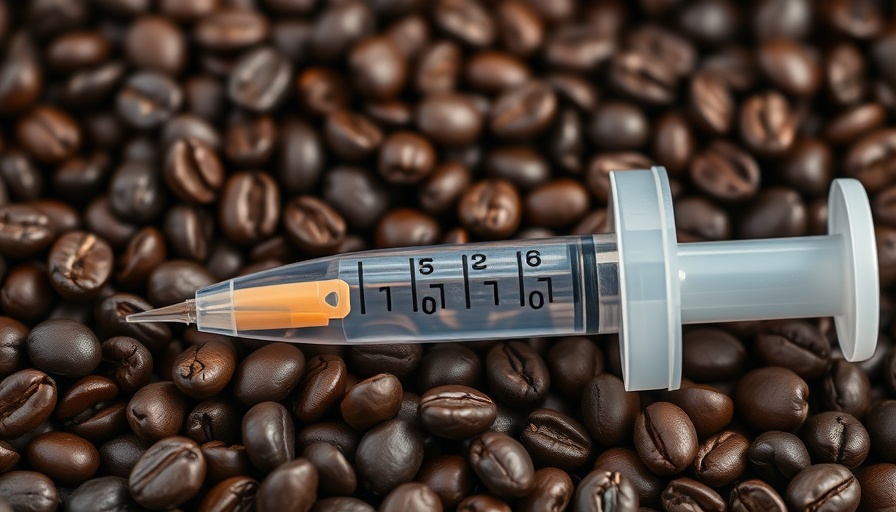 Syringe on coffee beans highlighting dangers of coffee enemas.
