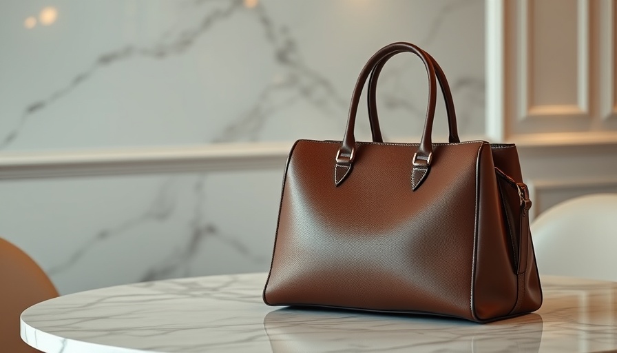 Luxurious leather handbag on marble table, superfake luxury handbags.