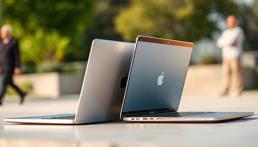 Sleek MacBook display outdoors with blurred background.